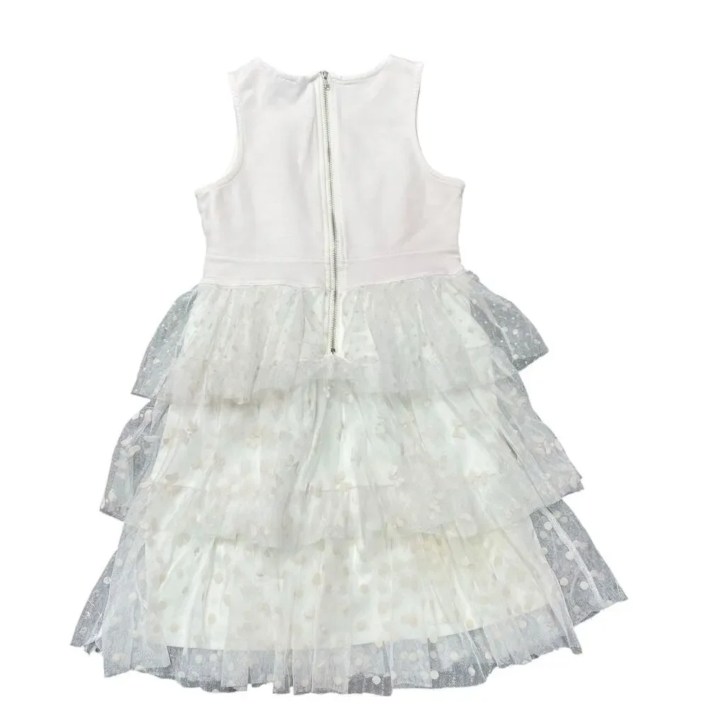 D Signed by Disney Girls Party Dress Polka Dot Layered Tulle Blush Pink Cream